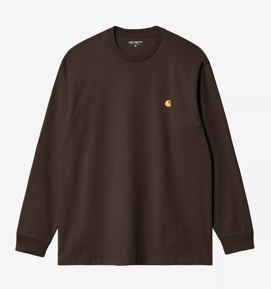 Camiseta Carhartt WIP L/S Chase - Tobacco/Gold
