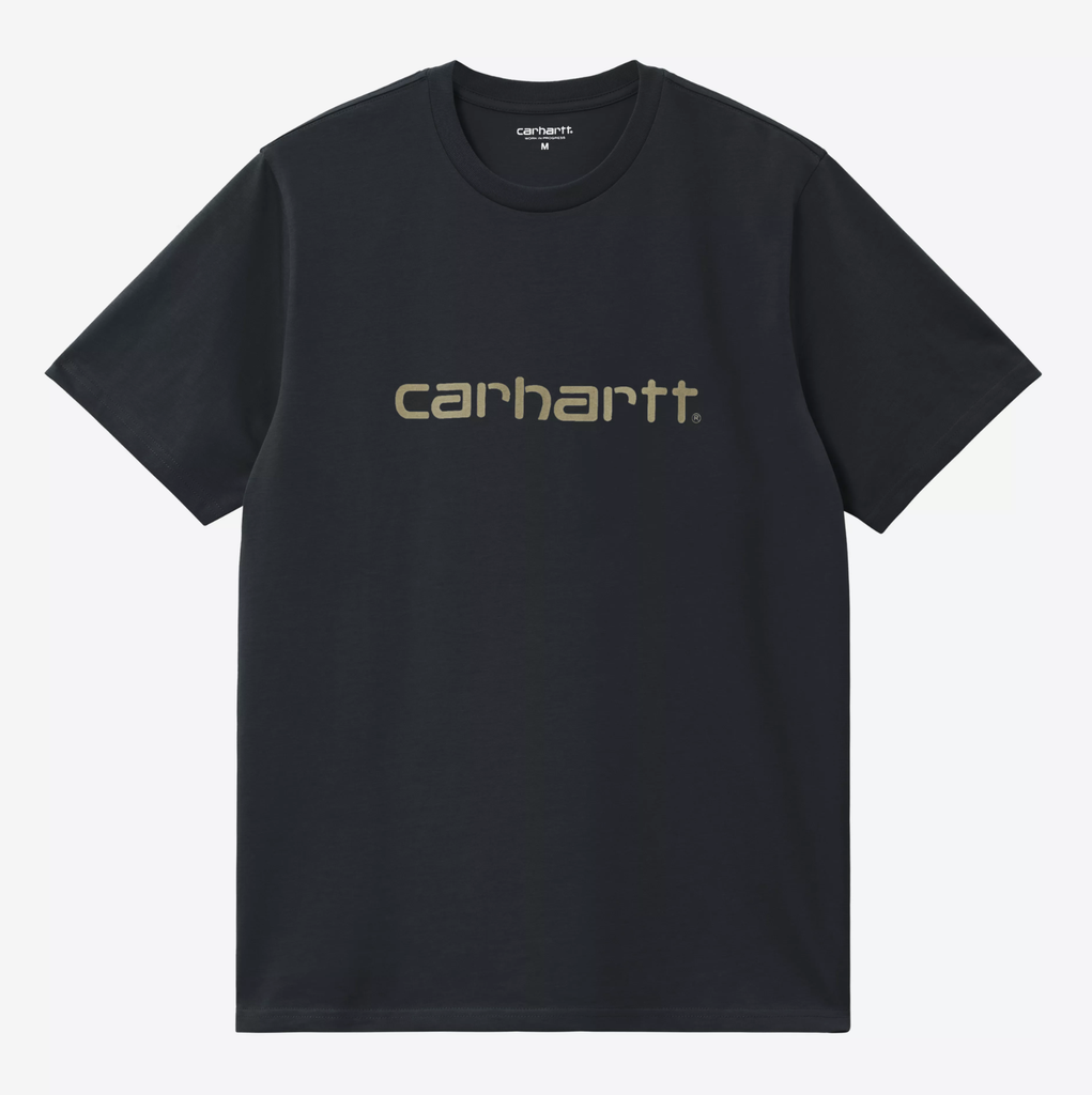 Camiseta Carhartt WIP Script - Deep Night/Gentle Green