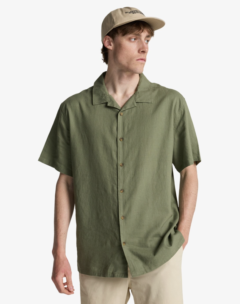Camisa Billabong Vacay Linen - Moss Green (glw0)
