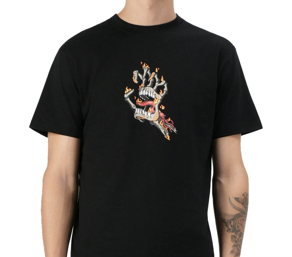 Camiseta Santa Cruz Burnt Bone Hand - Black