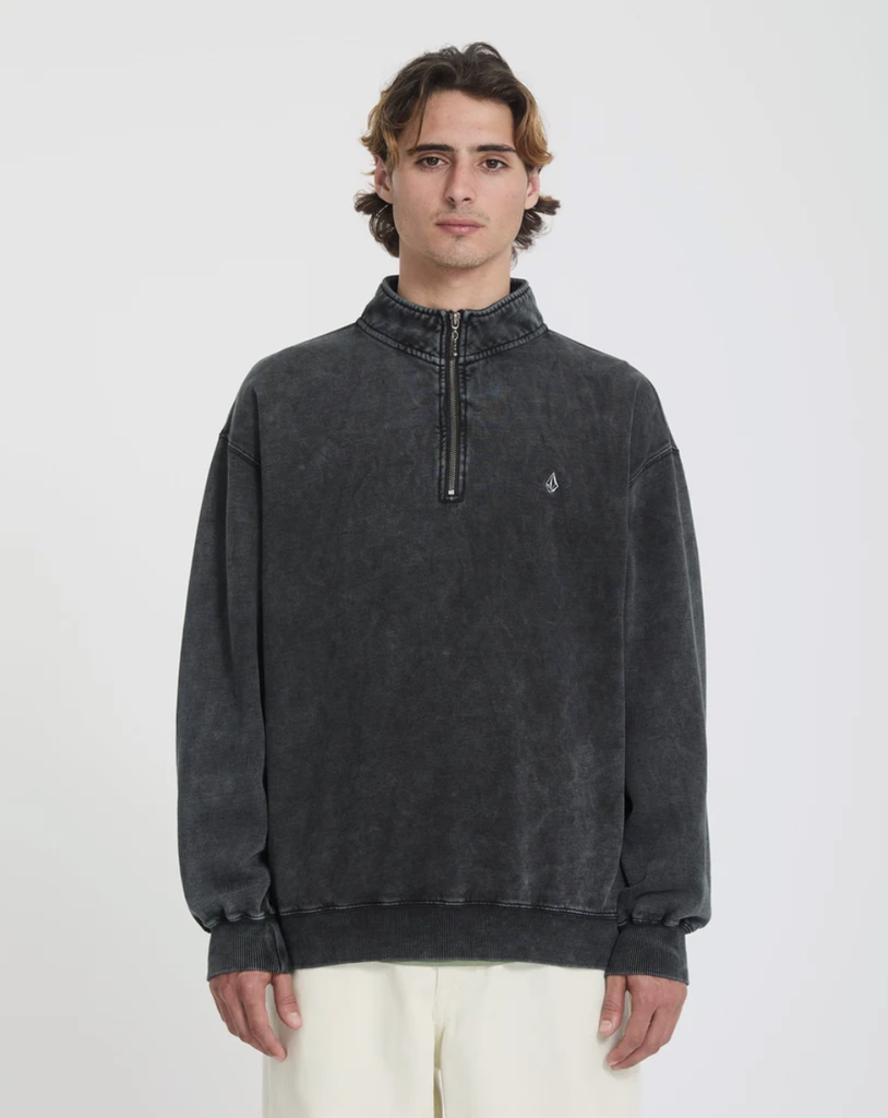 Sudadera con Media Cremallera Volcom Single Stone - Light Acid Black