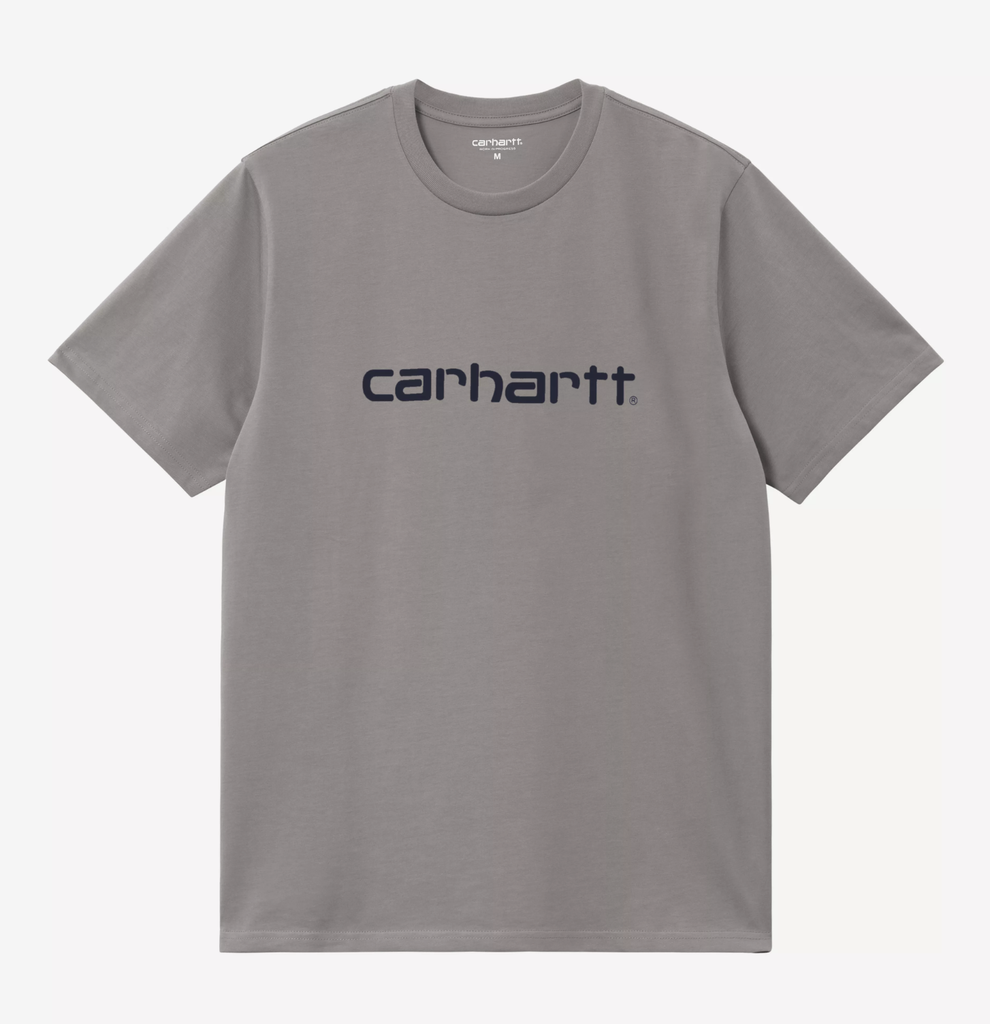 Camiseta Carhartt WIP Script - Shady Grey/Dark Navy