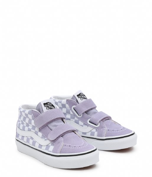 UY SK8-Mid Checkerboard Reissue Velcro - Languid Lavender/True White (Niños 4-8 años)