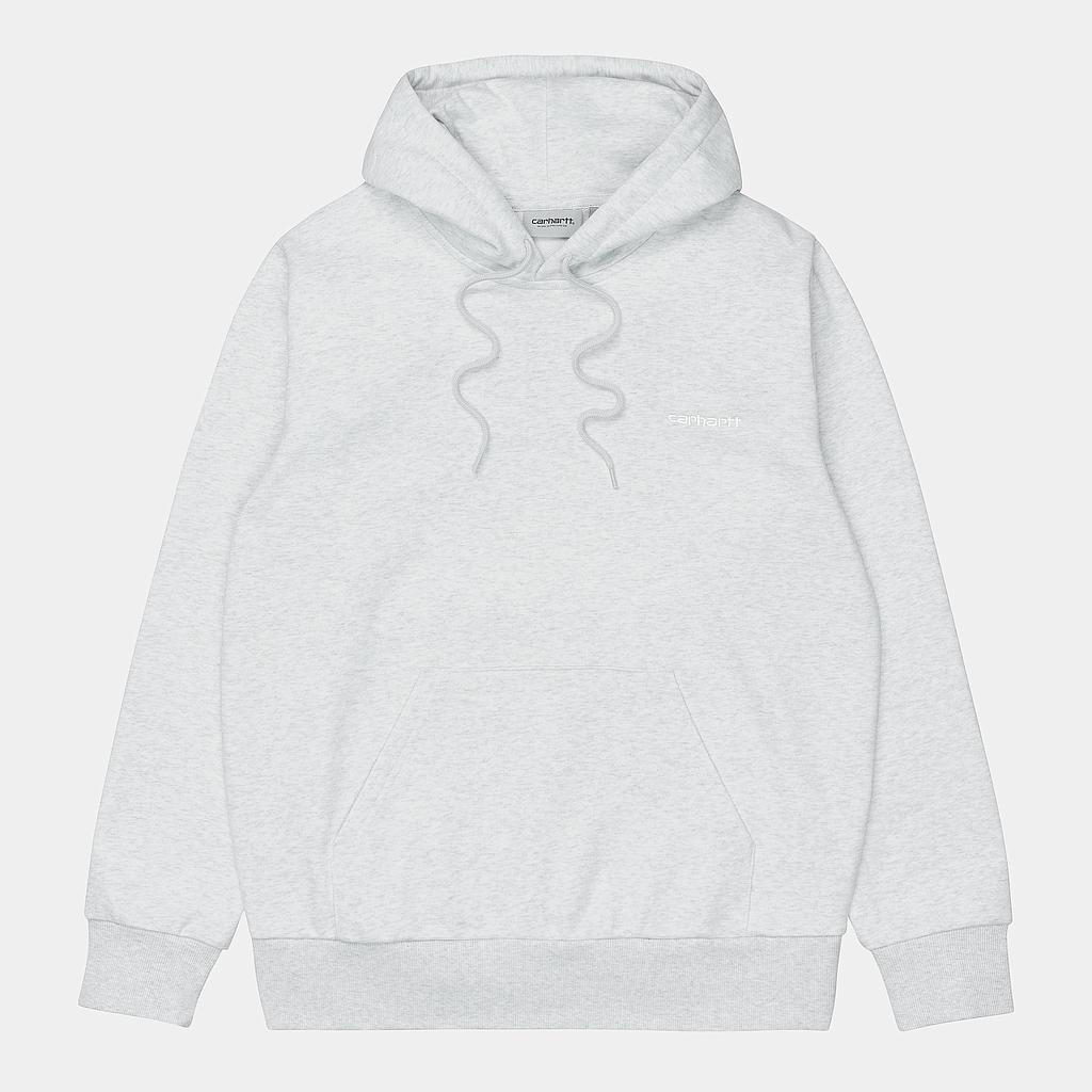 Sudadera con Capucha Carhartt WIP Hooded Script Embroidery - Ash Heather/ White