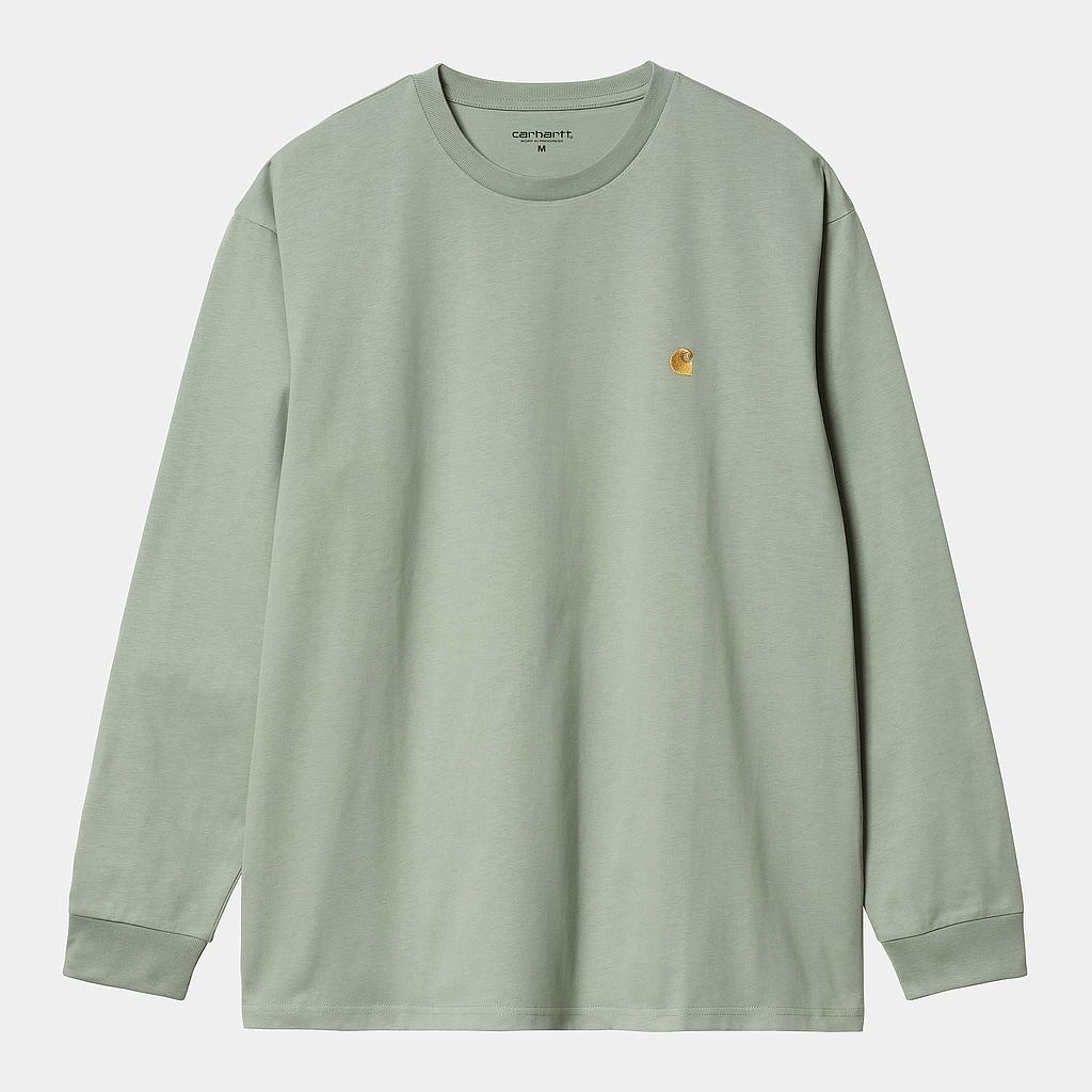 Camiseta Carhartt WIP L/S Chase - Glassy Teal/Gold