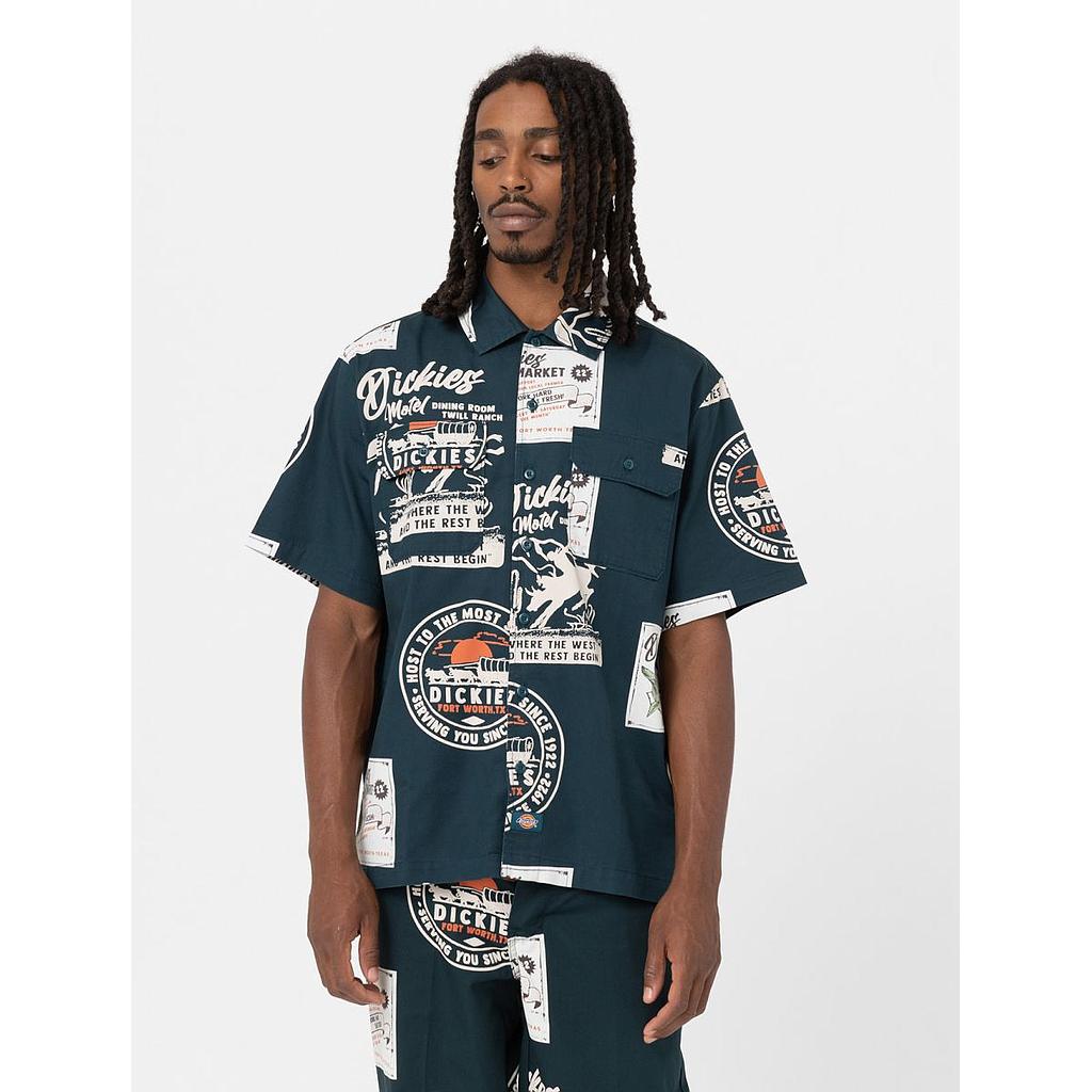 Camisa Dickies Greensburg - Estampado Vintage Oscuro