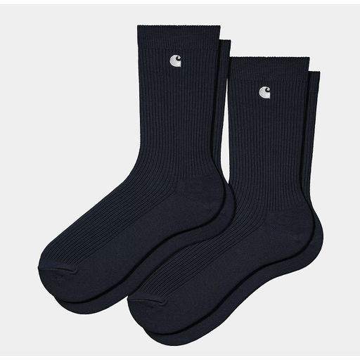 [I030923_Dark_Navy_/_White_+_Dark_Navy_/_White] Calcetines Carhartt WIP Madison Pack de 2 ud - Dark Navy/White + Dark Navy/White