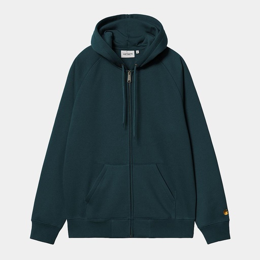 [I033664_Duck_Blue_/_Gold] Sudadera con Cremallera Carhartt WIP Chase - Duck Blue/Gold