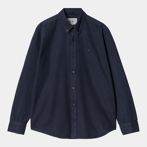 [I030238_Air_Force_Blue_/garment_dyed] Camisa Carhartt WIP L/S Bolton - Air Force Blue (Garment Dyed)