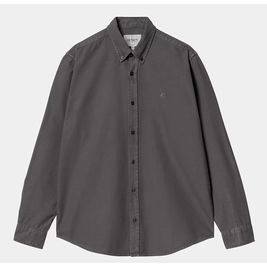 Camisa Carhartt WIP L/S Bolton - Graphite (Garment Dyed)