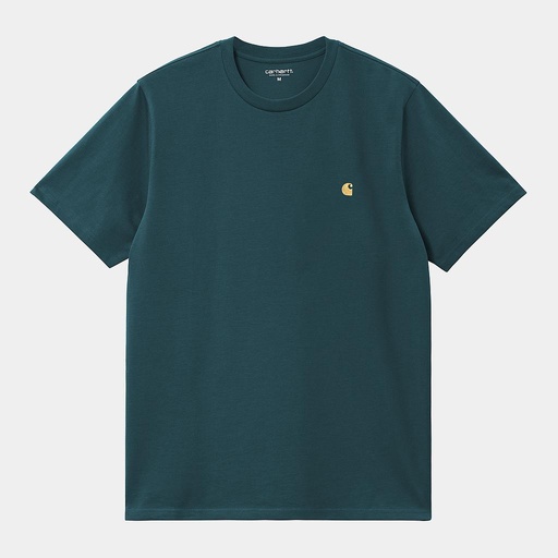 [I026391_Duck_Blue_/_Gold] Camiseta Carhartt WIP Chase - Duck Blue/Gold