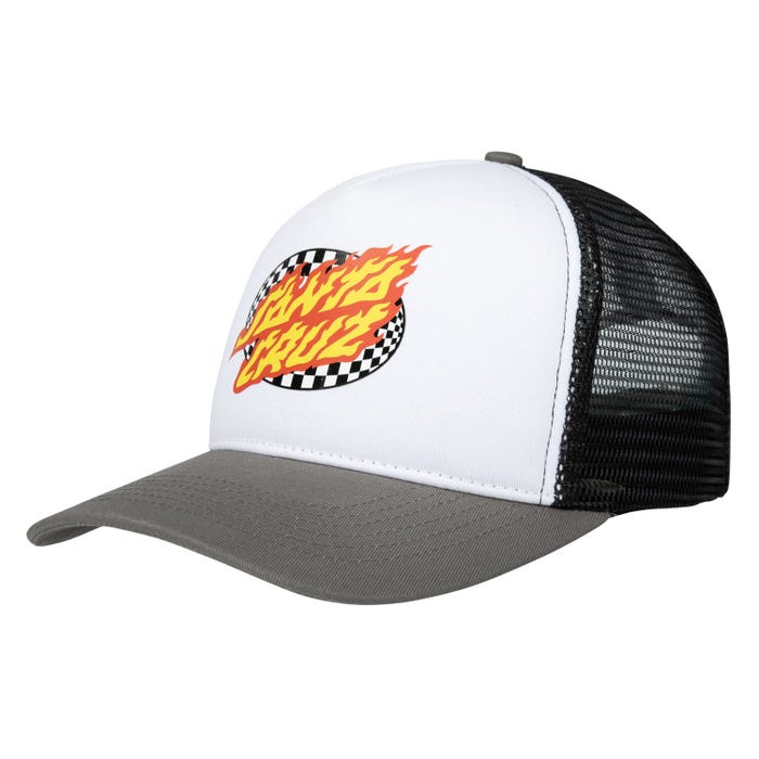 Gorra Santa Cruz Oval Check Flame Meshback - White/Stone Grey