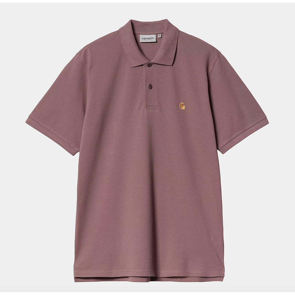 Polo Carhartt Wip SS Chase Pique - Dusky Pink/Gold