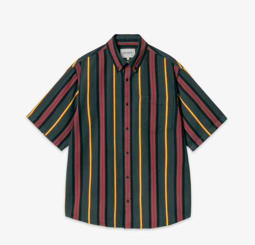 Camisa Carhartt WIP Jarrell - Stripe Conifer Black