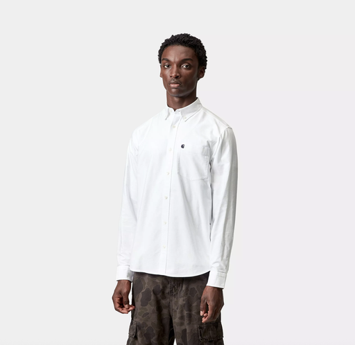 Camisa Carhartt WIP L/S C-Logo - White/Dark Navy