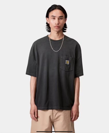 Camiseta Carhartt WIP Hudson Pocket - Black (chalk wash)