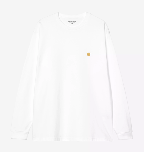 Camiseta Carhartt WIP L/S Chase - White/Gold
