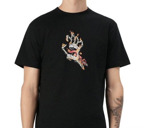 Camiseta Santa Cruz Burnt Bone Hand - Black