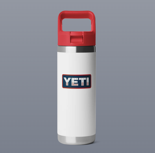Botella con Tapa de Pajita Yeti Rambler 18 oz (532 ml) - White/Rescue Red/Badge