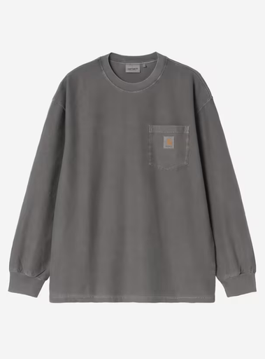 Camiseta De Manga Larga Carhartt WIP L/S Loose Pocket - Black / Garment Dyed