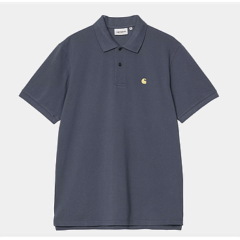 Polo Carhartt Wip SS Chase Pique - Dusky Blue/Gold