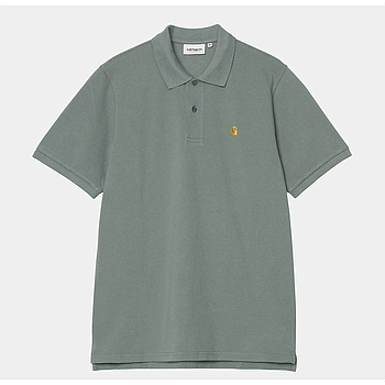 Polo Carhartt Wip SS Chase Pique - Silver Pine/Gold