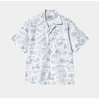 Camisa Carhartt WIP State Souvenir - State Souvenir Print, White/Frosted Blue