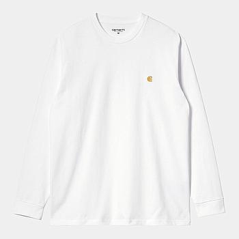 Camiseta Carhartt WIP L/S Chase - White/Gold