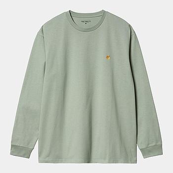 Camiseta Carhartt WIP L/S Chase - Glassy Teal/Gold